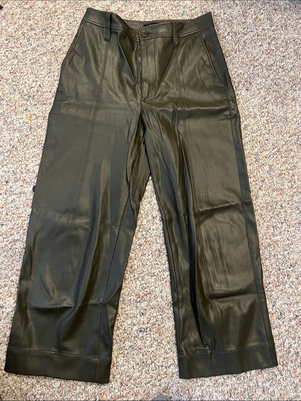 Madewell Green Leather Wide-Leg Pants